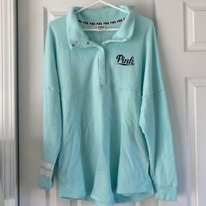 Victoria Secret PINK Blue Button Up Crewneck